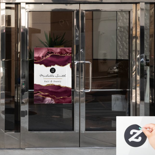 Burgundy and Gold Agate Precious Stone Corporate Window Cling (Office Door)