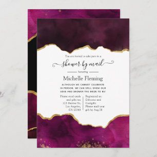 Burgundy and Gold Agate Shower by Mail Invitation