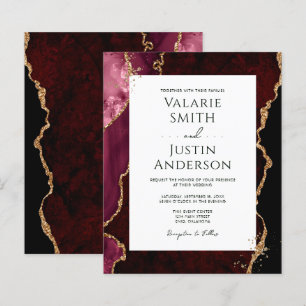 Burgundy and Gold Agate Stone Budget Wedding