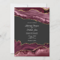 Burgundy and Gold Agate Stone Wedding