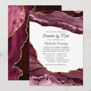 Burgundy and Gold Agate Virtual Bridal Shower Invitation