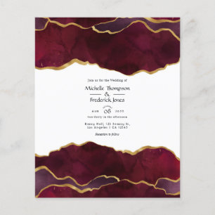Burgundy and Gold Agate Wedding Invitation Flyer