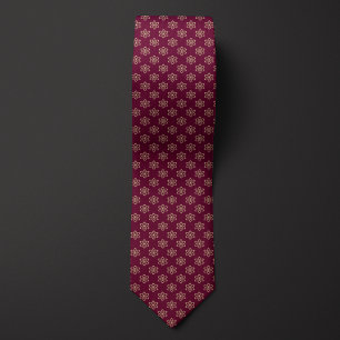 Burgundy and Gold Atom Pattern Tie