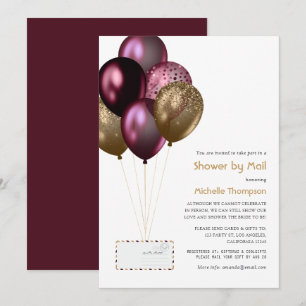 Burgundy and Gold Baby or Bridal Shower by Mail Invitation