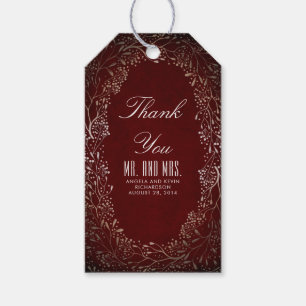 Burgundy and Gold Baby's Breath Wedding Gift Tags