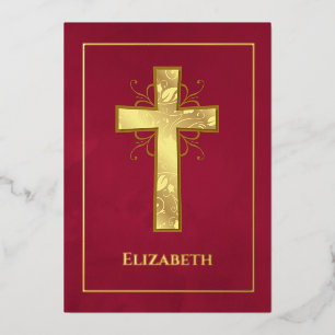 Burgundy and Gold Baptism or Christening Filigree