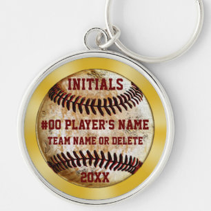 Burgundy and Gold Baseball Team Gifts, Your Colour Key Ring