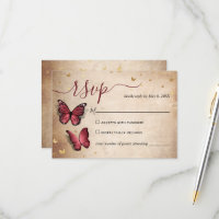 Burgundy and Gold Butterfly Elegant Wedding