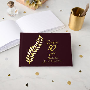 Burgundy and Gold Cheers to 59 Years Guest Book