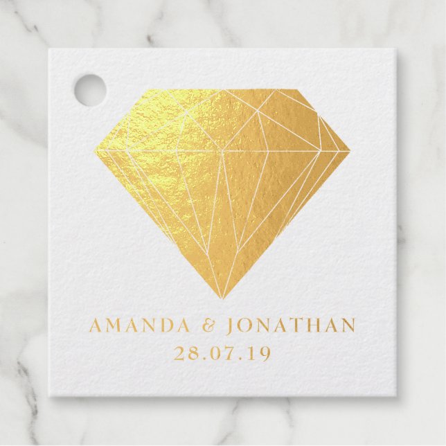 Burgundy and Gold Diamond Favour Tags (Front)