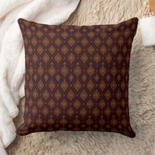 Burgundy and gold diamond pattern cushion