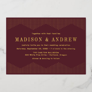 Burgundy and Gold Dotted Deco Wedding
