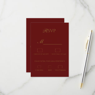 Burgundy and Gold Elegant RSVP Card