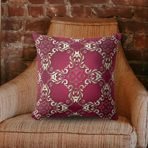 Burgundy and Gold Elegant Vintage Classic Royal Cushion