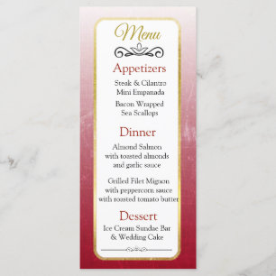 Burgundy and Gold Elegant Wedding Menu Card