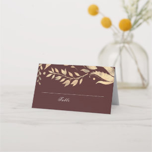 Burgundy and Gold Fall Wedding Place Card