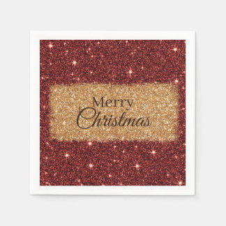 Burgundy and gold faux glitter napkin