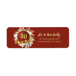 Burgundy And Gold Floral 40th Wedding Anniversary
