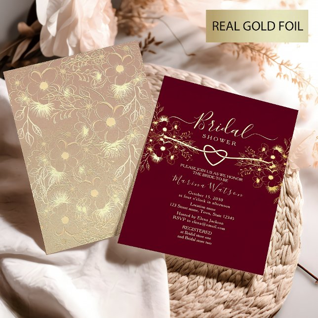 Burgundy and Gold Floral Bridal Shower  (Creator Uploaded)