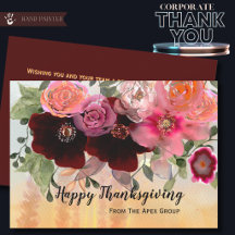 Burgundy and Gold Floral Corporate Thanksgiving