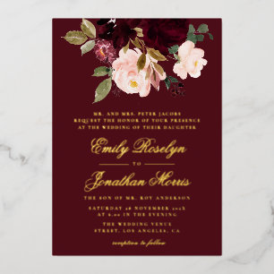 burgundy and gold floral elegant wedding