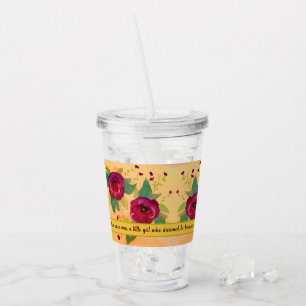 Burgundy and Gold Flowered Wedding Guest Acrylic Tumbler