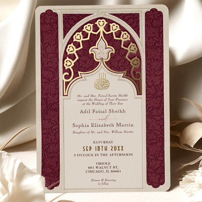 Burgundy and Gold Foil Islamic Wedding (Creator Uploaded)
