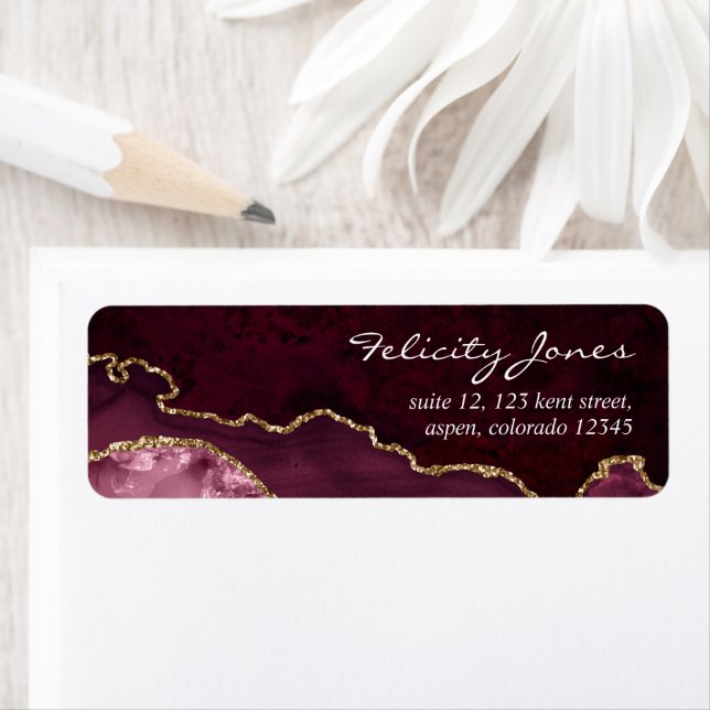 Burgundy and Gold Geode Agate Stone (Insitu)