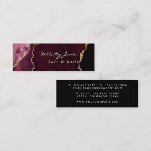 Burgundy and Gold Geode Agate Stone Mini Business Card