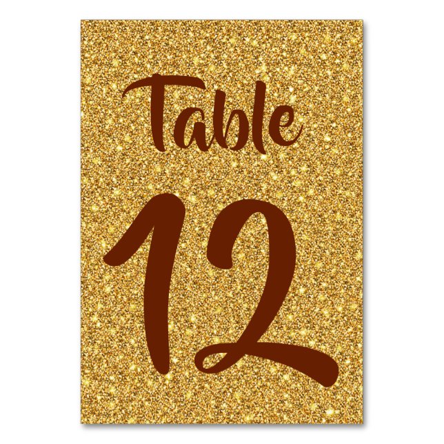 Burgundy and Gold Glitter Background Table Number (Front)