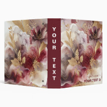 Burgundy and Gold Glitter floral Agate