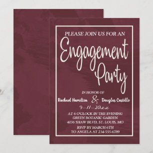 Burgundy and Gold Glitter Pocket engagement card