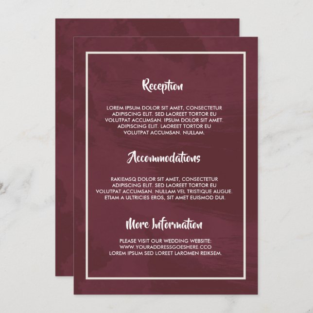 Burgundy and Gold Glitter Pocket Invitation (Front/Back)