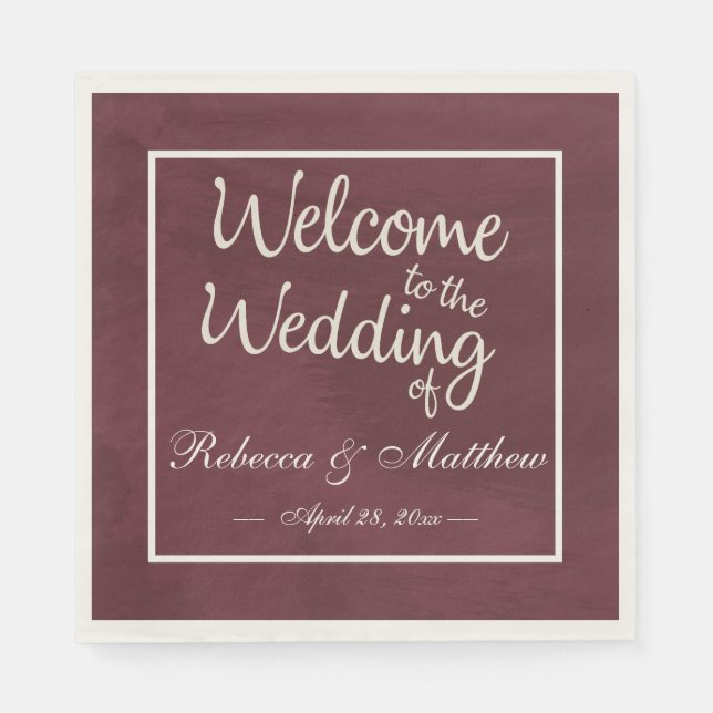 Burgundy and Gold Glitter Pocket Napkin (Front)