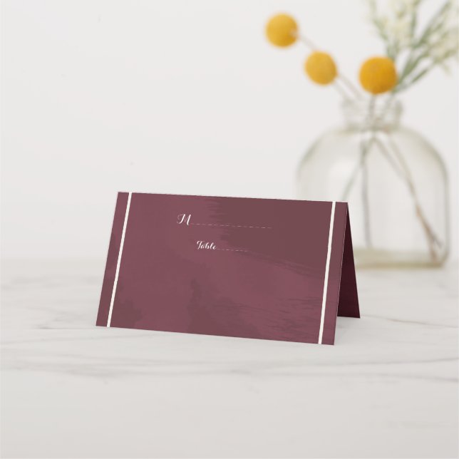 Burgundy and Gold Glitter Pocket Place Card (Front)