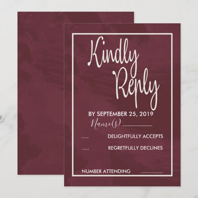 Burgundy and Gold Glitter Pocket  RSVP Invitation (Front/Back)