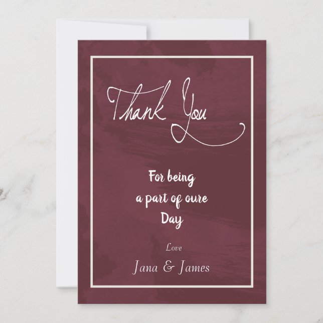 Burgundy and Gold Glitter Pocket  thank you card (Front)