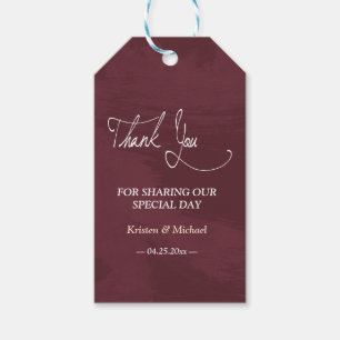 Burgundy and Gold Glitter Pocket thank you Gift Tags