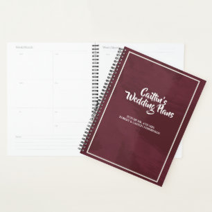 Burgundy and Gold Glitter Pocket Wedding planner