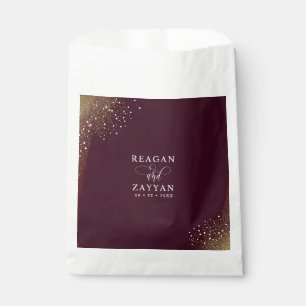 Burgundy And Gold Glitter Wedding Favour Bags
