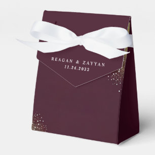 Burgundy And Gold Glitter Wedding Favour Box