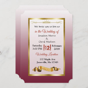 Burgundy and Gold Gradient Wedding Invitations