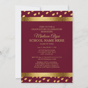 Burgundy and Gold Graduation Party Invitation