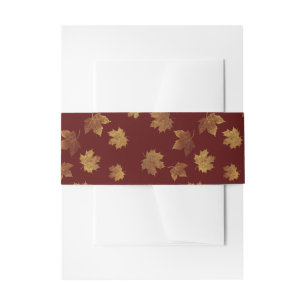 Burgundy and Gold Leaf Autumn Invitation Belly Band