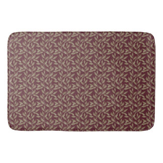 Burgundy and Gold Leaf Bath Mat