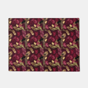 Burgundy and Gold Leopard Series Design 12 Doormat