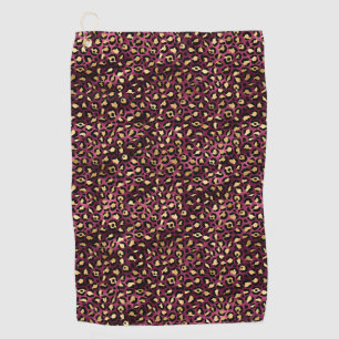 Burgundy and Gold Leopard Series Design 1 Golf Towel