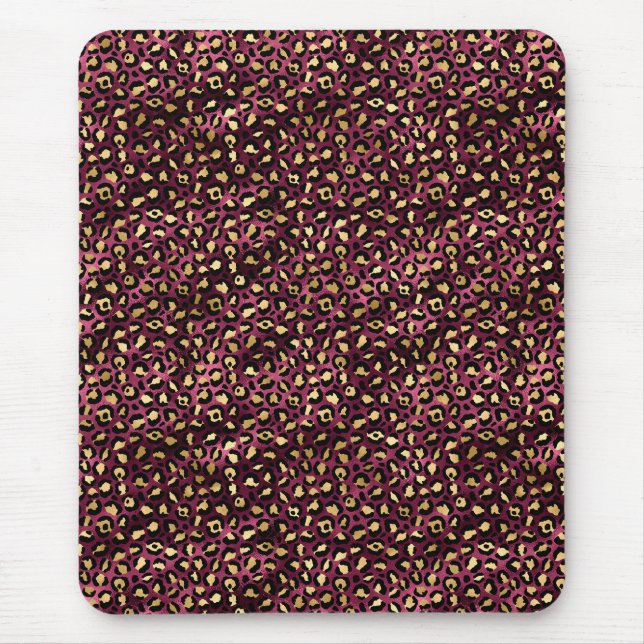 Burgundy and Gold Leopard Series Design 1 Mouse Mat (Front)