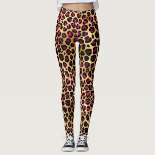 Burgundy and Gold Leopard Series Design 2 Leggings