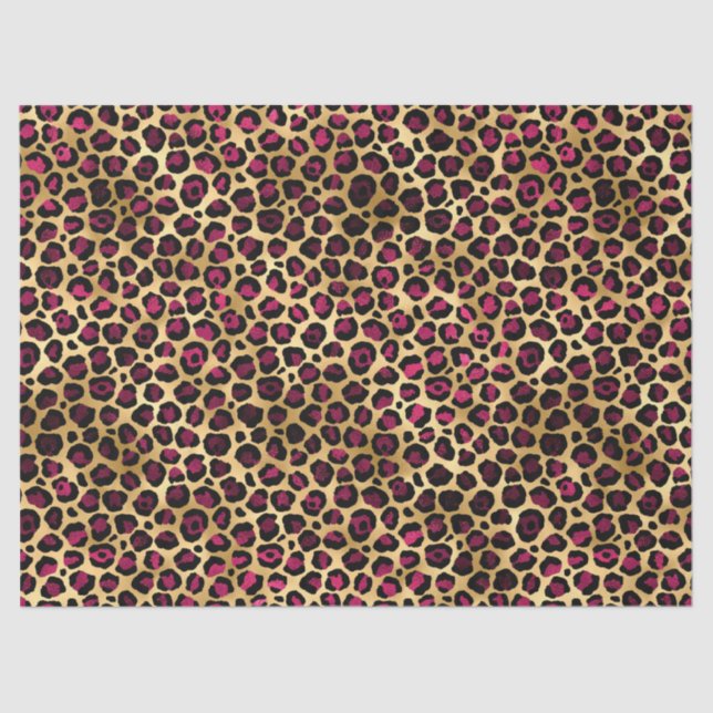 Burgundy and Gold Leopard Series Design 2 Tissue Paper (Front)
